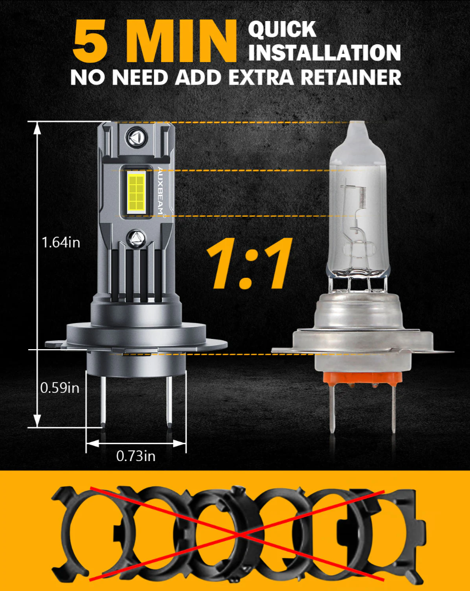 Auxbeam Q20 H7 LED 6500K 22000LM poltinsarja